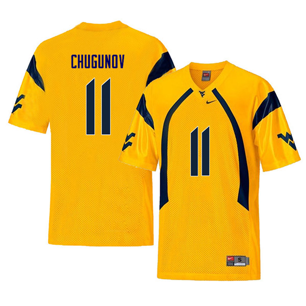 Men #11 Chris Chugunov West Virginia Mountaineers Retro College Football Jerseys Sale-Yellow - Click Image to Close